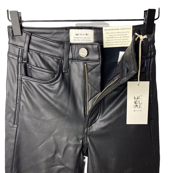 McGuire Gainsburg Cropped Bootcut Vegan Leather Pants Black Size 24 - Picture 4 of 11
